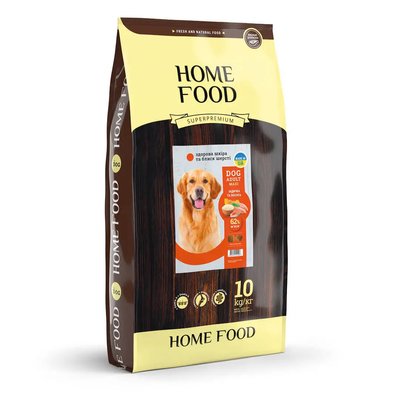 Home Food Полнорационный сухой корм для взрослых собак крупных пород «Индейка с лососем» 10 кг